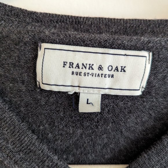 Frank and Oak Vintage Wool V-Neck Sweater, sz L - Picture 2 of 3
